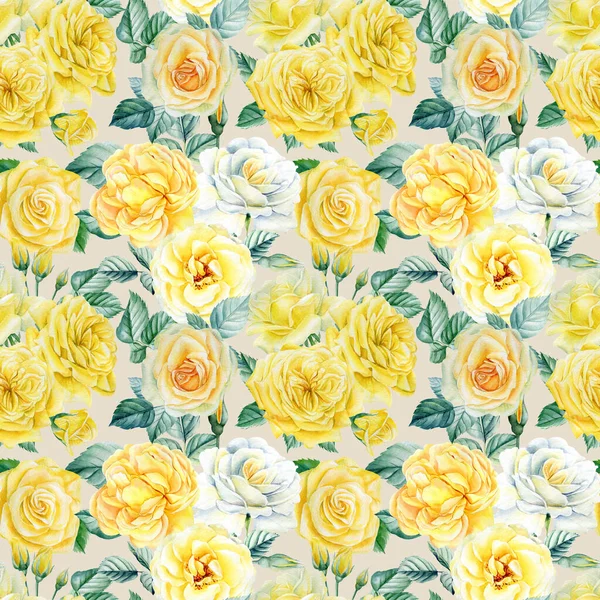 Seamless pattern. Hand-drawn roses flowers. Watercolor illustration. Floral background — Stock Photo, Image