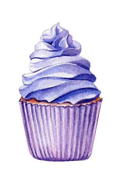 Lavender cake, watercolor illustration, isolated white background — Stock Photo, Image