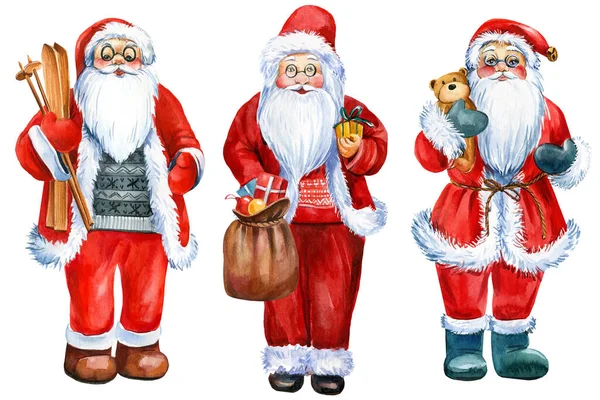 Kerstman set, Kerst aquarel illustratie — Stockfoto