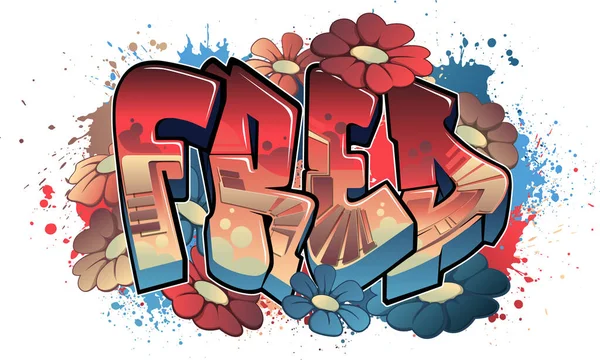 Graffiti Estilo Diseño Nombres Fred — Vector de stock
