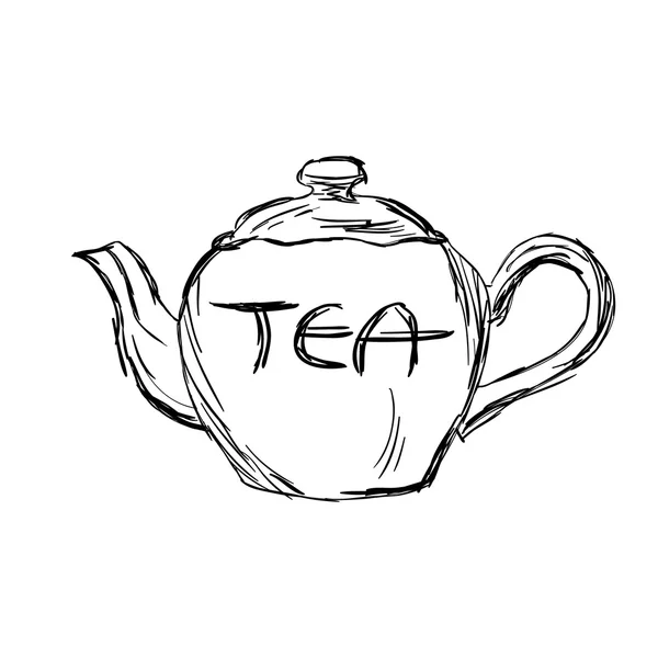 Satırları çaydanlık taslağını — Stok Vektör