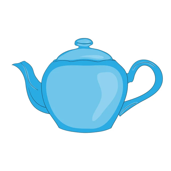 Blue teapot isolated in white background. — Stock Vector