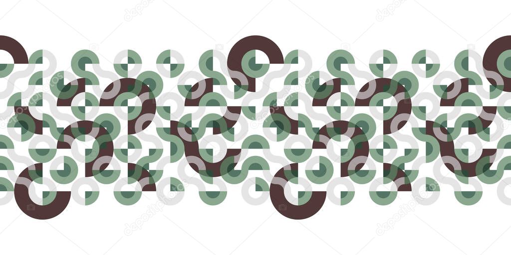 Seamless Truchet vector horizontal or vertical Border. Geometric  pattern for wallpapers, web page backgrounds, surface textures, fashion fabric, carpet design, curtains and home dcor.