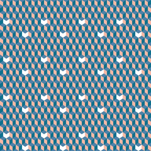Кубики Безseamless Векторный Рисунок Синий Оранжевый Белый Регулярные Геометрические Текстуры — стоковый вектор