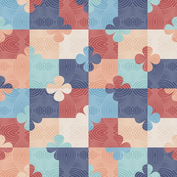 Modèle Vectoriel Géométrique Abstrait Sans Couture Avec Des Fleurs Sur — Image vectorielle