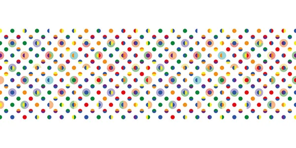 Бесшовный Векторный Рисунок Полька Точка Граница Радужных Цветов Игровой Геометрический — стоковый вектор