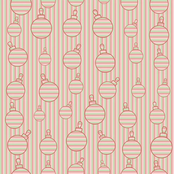 Winter Holiday Seamless Pattern Striped Christmas Balls Striped Background Colourful — Stock Vector
