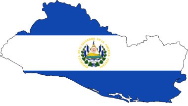 Ulusal bayrak ve askeri üniformaları ile El Salvador Haritası. Beyaz arka plan üzerinde izole.