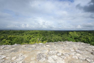 Maya Tapınağı'nda Yaxha, Guatemala ormandan görünümünü