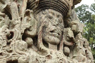 Oyma Maya stella, Copan kalıntıları, Honduras