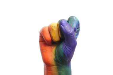 hand painted in the colors of the rainbow. LGBT rights concept. high quality