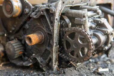 Close up of an internal combustion engine out of an old fighter plane.