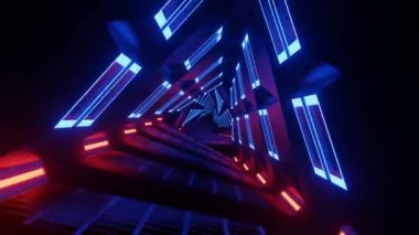 4K, uzay gemisi tüneline, bilim kurgu uzay gemisi koridoruna doğru uçuyor. Fütürist teknoloji, teknoloji unvanı ve geçmişi için soyut, kusursuz VJ. İnternet için hareket grafiği, hız. 3 Boyutlu Hazırlama