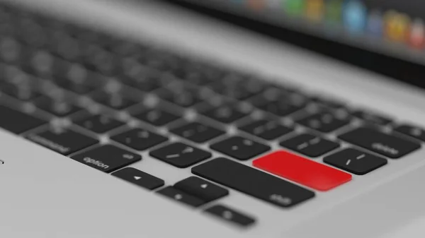 Renderer Rote Taste Auf Der Laptop Tastatur Teilschwerpunkt — Stockfoto