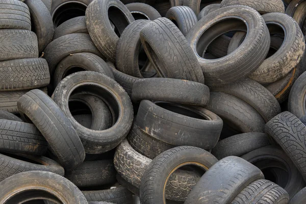 Used Car Tires Pile Tire Repair Shop Yard — Stock Photo, Image
