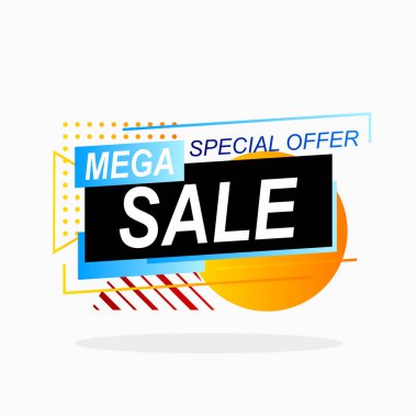 Soyut geometrik şekil tasarımlı mega satış tanıtım afişi