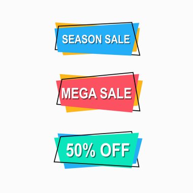 Tanıtım ve reklam için soyut şekilli renkli etiketler ve fiyat etiketleri