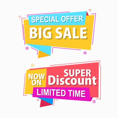 Soyut şekil origamisine sahip etiket ve satış afişi tanıtımı