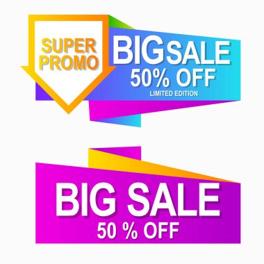 Tanıtım ve reklam için renkli satış etiketleri ve etiketleri