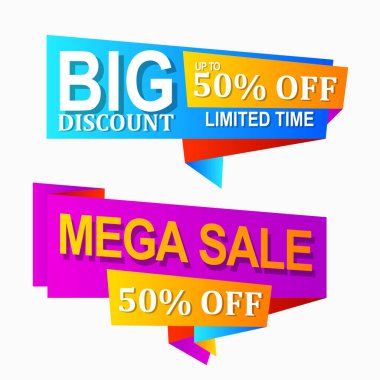 Satılık etiket tanıtımı ve fiyat etiketi için metin içeren soyut origami konuşma balonu