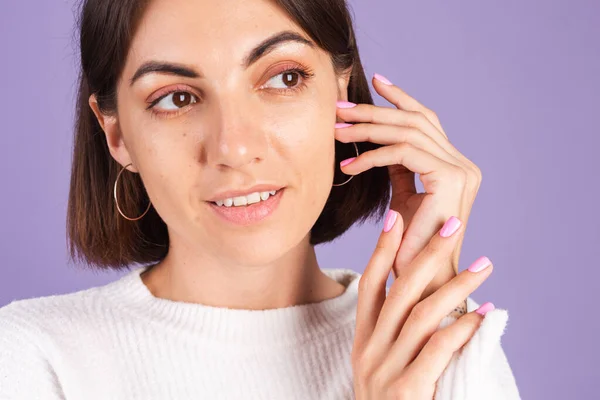 Conceito Unhas Beleza Mulher Mesquinha Com Rosa Primavera Cor Manicure — Fotografia de Stock