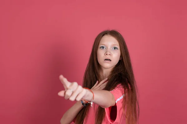 Years Old Girl Kid Casual Isolated Terracotta Background Scared Shocked — 스톡 사진