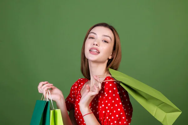 Jeune Femme Avec Maquillage Naturel Parfait Grandes Lèvres Brunes Robe — Photo