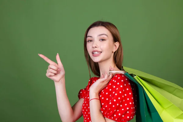 Jovem Com Maquiagem Natural Perfeita Marrom Lábios Grandes Bolinhas Dot — Fotografia de Stock