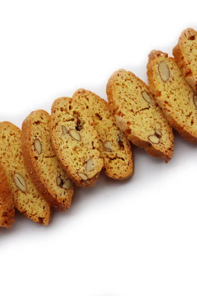 Традиційне Італійське Печиво Cantucci Або Cantuccini Мигдалями Ізольованими Білому Тлі — стокове фото