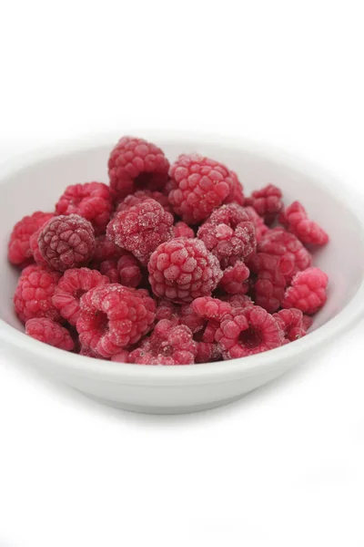 Frozen Raspberries Isolated White Background — Stock Photo, Image