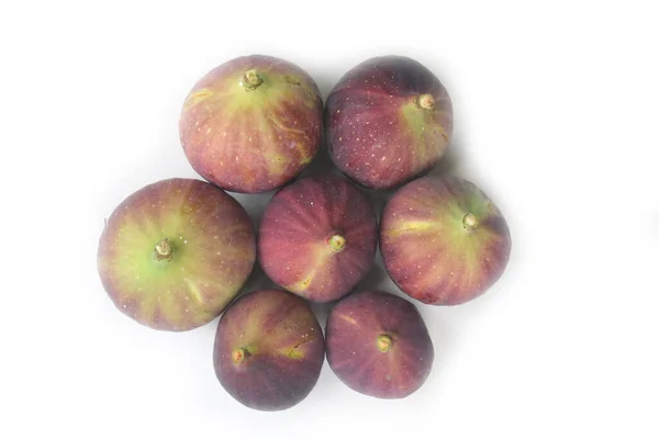 Fichi Viola Maturi Isolati Sfondo Bianco Ficus Carica Frutti — Foto Stock
