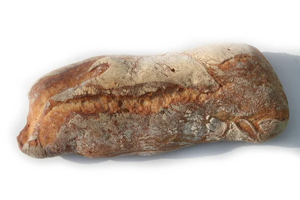 Crispy Whole Italian Ciabatta Bread Isolated White Background — Stock Photo, Image