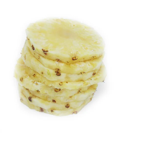 Fresh Pineapple Slices Isolated White Background — Stock Photo, Image