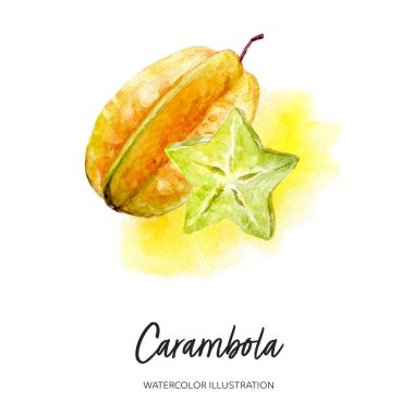 Carambola suluboya çizimi sıçrama arka planında izole edildi