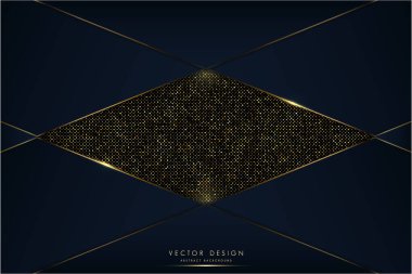   Lükslü koyu metalik mavi ve altından dairesel parlak altın noktalar modern tasarım..