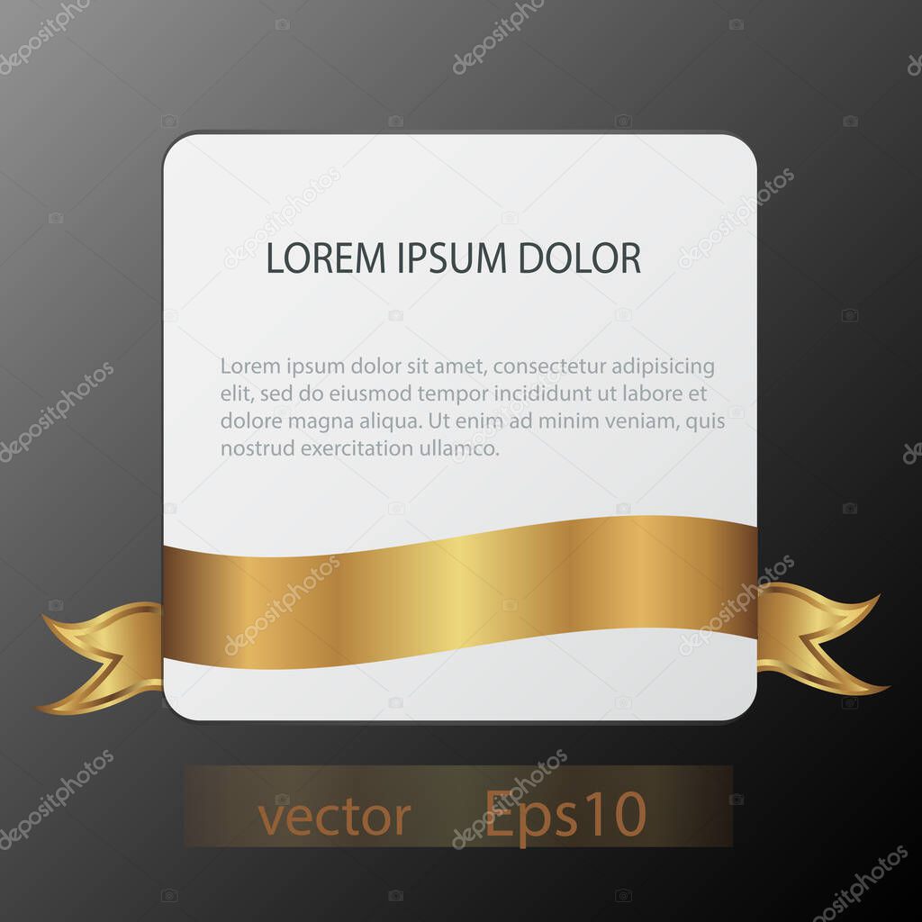  Celebration paper card with bright gold ribbon modern design.Vector illustration.Eps10.