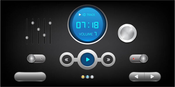  Hi-End User Interface Elements.Buttons, Switches, bars, power buttons, sliders.