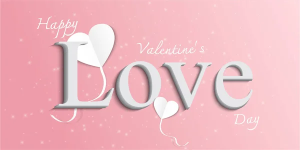 Šťastný Valentýnský Den Pozdrav Karty Pozadí Láskou Text Efekt White — Stockový vektor
