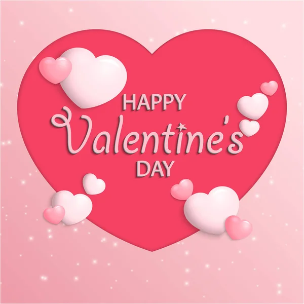 Šťastný Valentýnský Den Pozdrav Karty Pozadí Text Efekt Paper Art — Stockový vektor