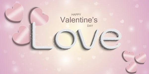 Feliz Valentine Day Greeting Fundo Cartão Com Amor Texto Effect —  Vetores de Stock