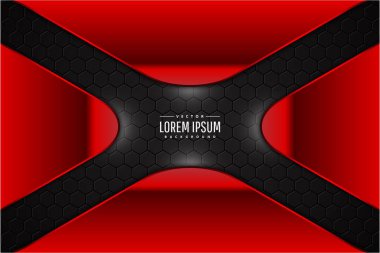  Altıgen desenli kırmızı metal teknolojisi. Vektör çizimi. Bölüm 10