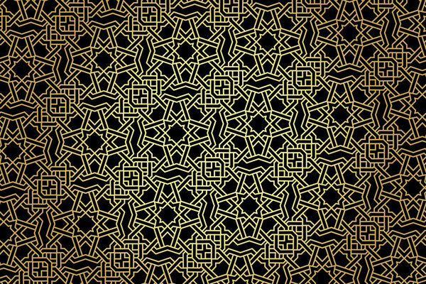   Golden art deco seamless patterns. 