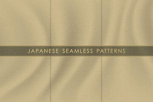 絹織物の伝統的な日本のシームレスなパターンのセット — ストックベクタ