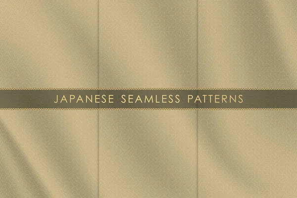 Conjunto Patrón Sin Costura Japonés Tradicional Con Textura Tela Seda — Vector de stock