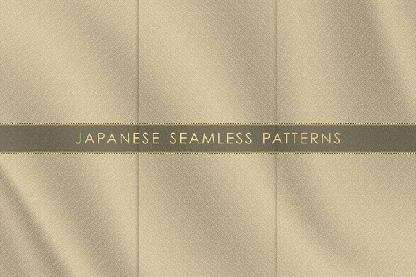 Conjunto Patrón Sin Costura Japonés Tradicional Con Textura Tela Seda — Vector de stock