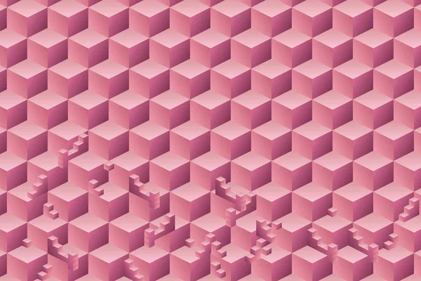 Abstraktes Geometrisches Muster Mit Quadratischer Form Würfel Rosa Hintergrund Vektorillustration — Stockvektor