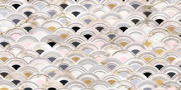 Abstrakte Geometrische Nahtlose Muster Kreise Überlappen Traditionelle Hintergrund Pastellfarbe Mit — Stockvektor