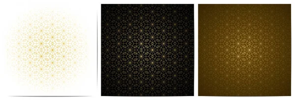 一套抽象的几何无缝图案 金色线条 白色和金色背景的奢侈品 — 图库矢量图片