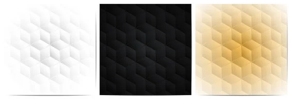 Ensemble Motifs Géométriques Abstraits Avec Forme Polygonale Élégante Fond Noir — Image vectorielle