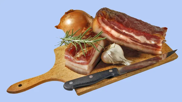 Domestic bacon with garlic — Stock Photo, Image